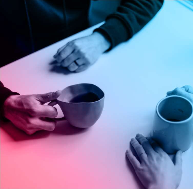 sharing a cup of coffee